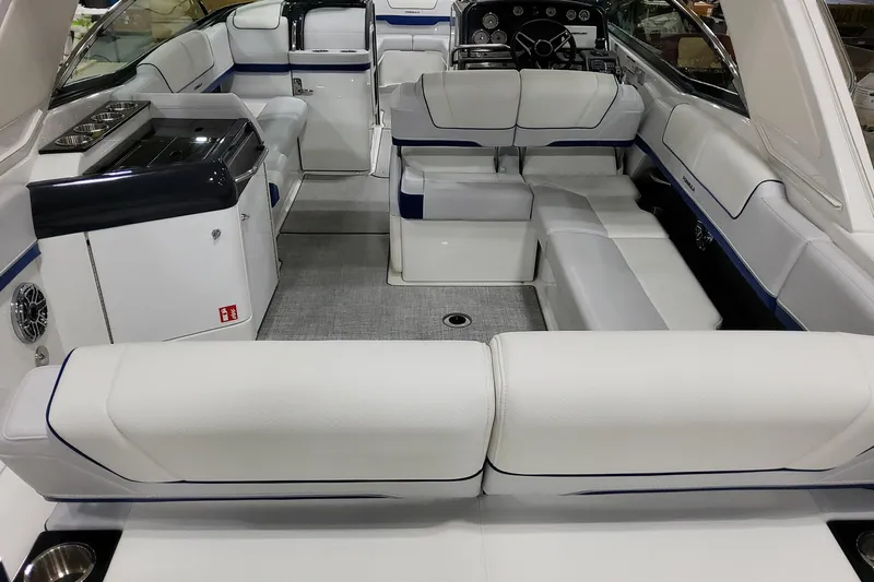  Yacht Photos Pics Luxurious interior of 2026 Formula 310 Bowrider I/O boat with plush seating and modern design.