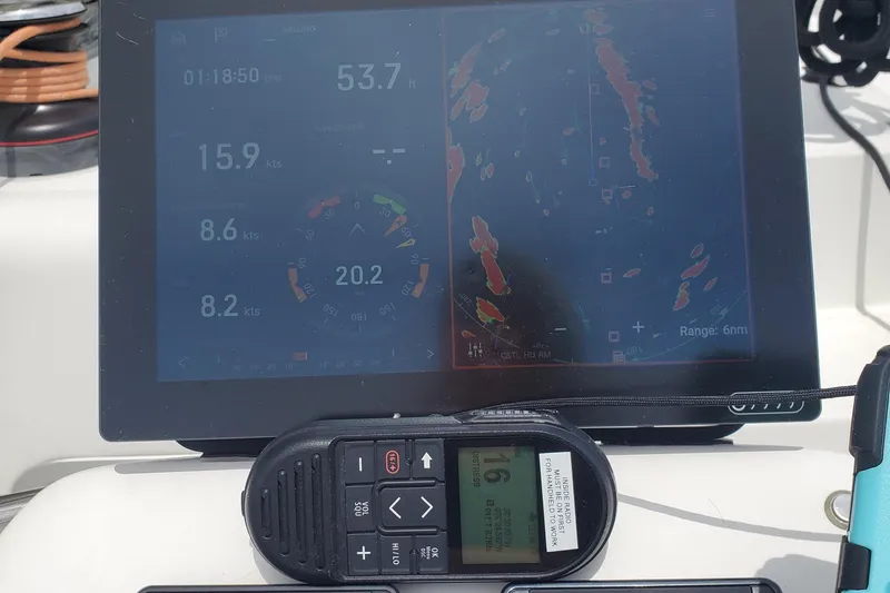  Yacht Photos Pics Sailing navigation display and radio on Excess 12, 2020 model yacht.