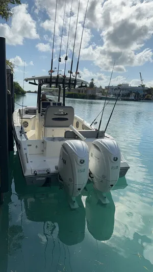  Yacht Photos Pics 2024 Cobia 240 Center Console boat with dual Yamaha engines.