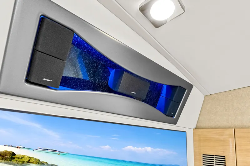 Black Diamond Yacht Photos Pics Interior of 2016 Formula 45 Yacht featuring Bose speakers and scenic ocean view.