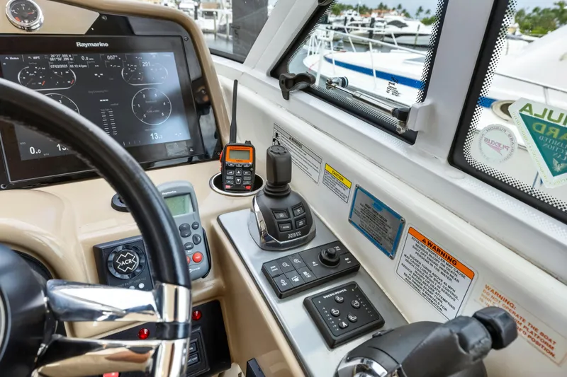 Black Diamond Yacht Photos Pics Control panel of a 2016 Formula 45 Yacht with navigation and communication equipment.