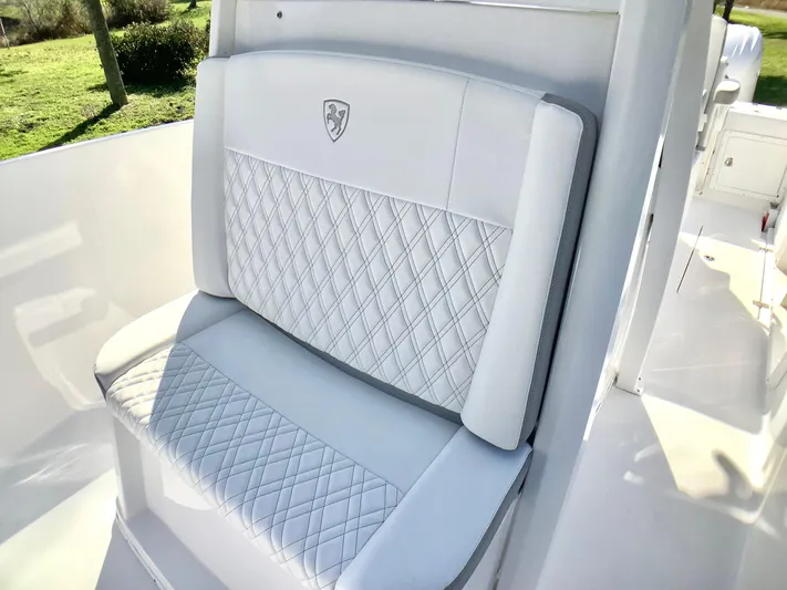 Highly Upgraded - 2025 Century 2600 Cc Yacht Photos Pics Luxurious seating on 2025 Century 2600 Center Console boat with diamond stitching.