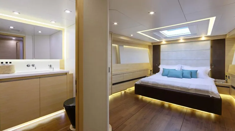 Spirit Of Malouen X Yacht Photos Pics Luxurious interior of 2012 Wally 107 Racer-Cruiser yacht with modern bedroom design.
