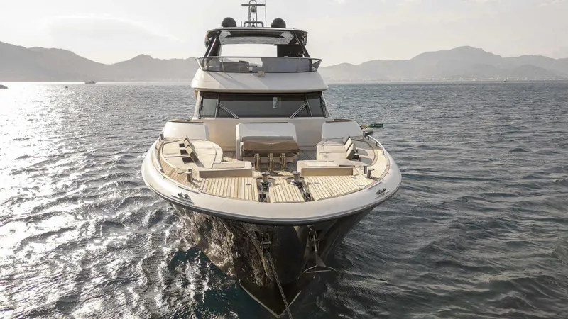  Yacht Photos Pics Luxury Monte Carlo Yachts MCY 86, 2016 model, cruising on serene waters.