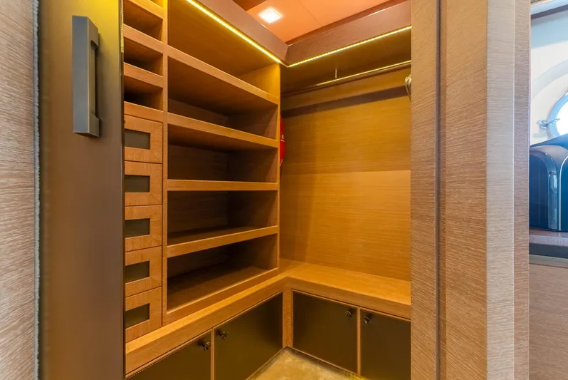  Yacht Photos Pics Luxurious wooden closet interior on 2016 Monte Carlo Yachts MCY 86.