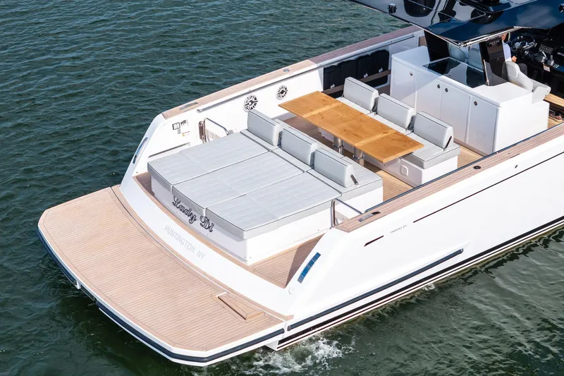 Lady Di Yacht Photos Pics 2024 Pardo Yachts 43 luxury yacht with spacious deck and elegant seating area.