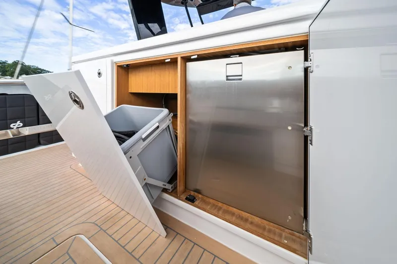 Lady Di Yacht Photos Pics Storage compartment on 2024 Pardo Yachts 43, featuring sleek design and modern amenities.