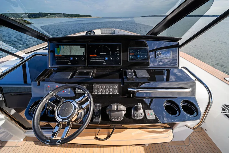 Lady Di Yacht Photos Pics Cockpit of 2024 Pardo Yachts 43, featuring modern navigation and control systems.