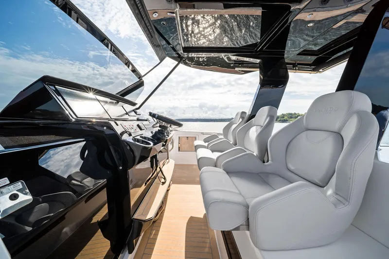 Lady Di Yacht Photos Pics 2024 Pardo Yachts 43 cockpit with sleek design and luxurious seating.