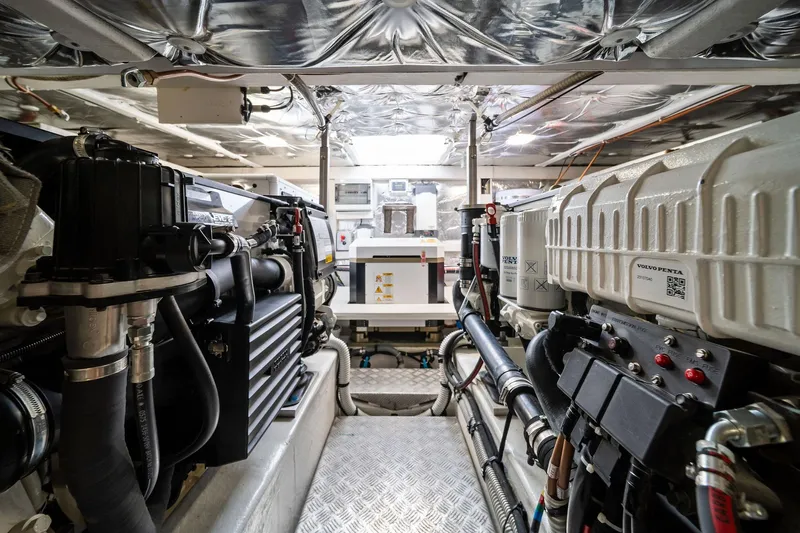 Lady Di Yacht Photos Pics Engine room of 2024 Pardo Yachts 43, featuring advanced Volvo Penta systems.
