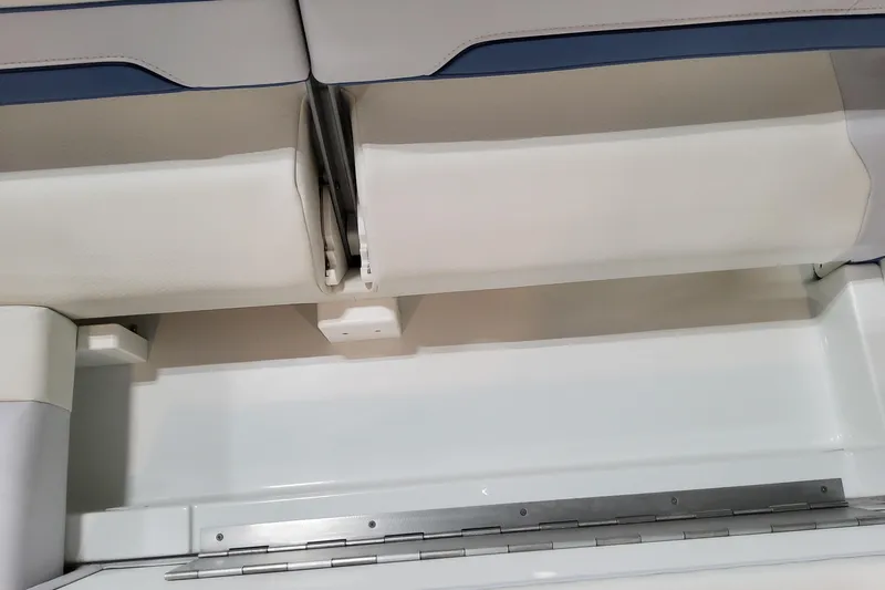  Yacht Photos Pics 2026 Formula 310 Bowrider OB interior seating detail with white upholstery.