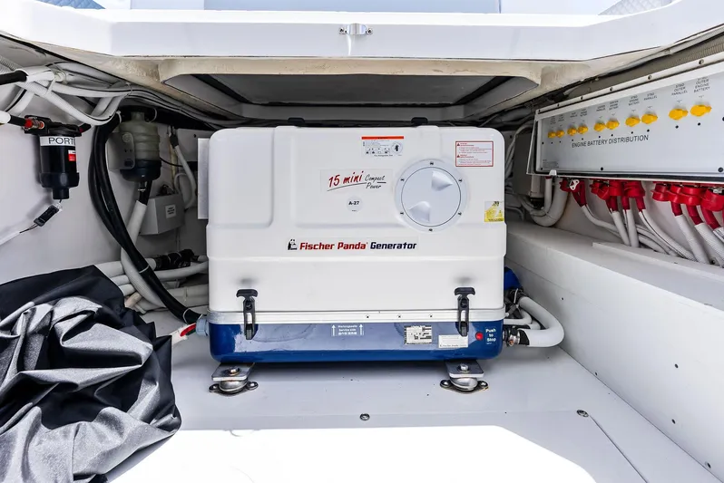  Yacht Photos Pics Fischer Panda generator in 2025 HCB 56' Sueños GIX boat engine room.