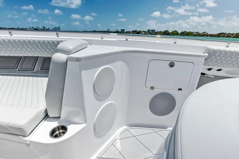  Yacht Photos Pics 2025 HCB 56' Sueños GIX luxury yacht interior with plush seating and sleek design.