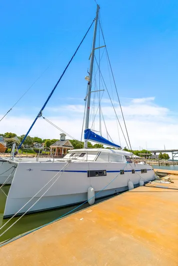 Vlaroda Yacht Photos Pics 2017 Nautitech 46 Open catamaran docked under clear blue sky.