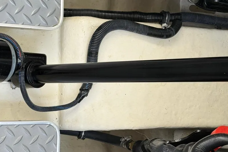  Yacht Photos Pics 2018 Formula 330 Crossover Bowrider engine compartment with wiring and tubing.