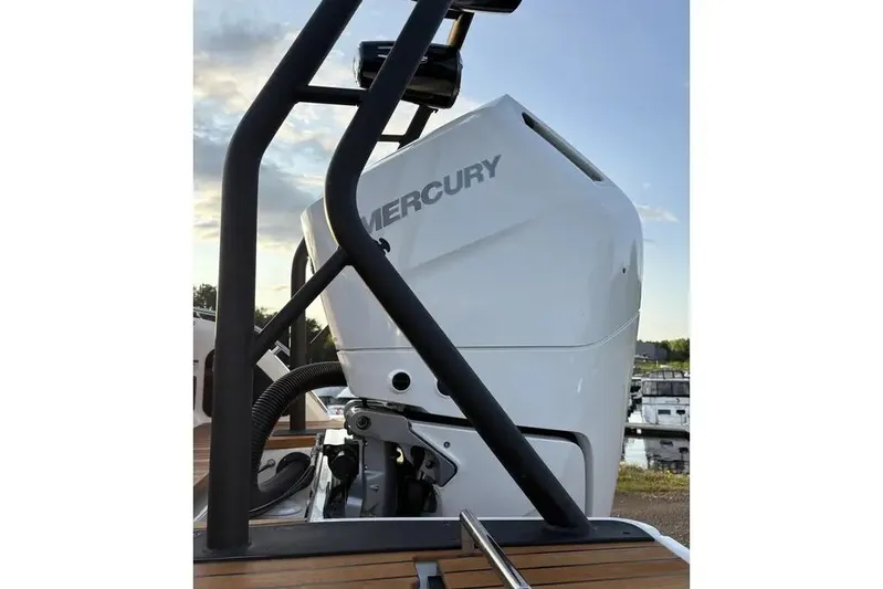  Yacht Photos Pics 2024 Cranchi E26 Classic with Mercury engine, docked at marina.