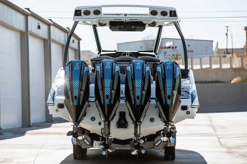  Yacht Photos Pics 2023 MTI V42 boat with four powerful outboard engines.