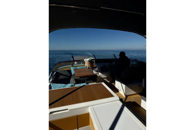 Big Blue Yacht Photos Pics 2014 Fairline Squadron 78 Custom yacht interior with ocean view.