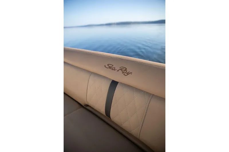  Yacht Photos Pics Luxurious interior of 2016 Sea Ray 350 Sundancer with serene water view.