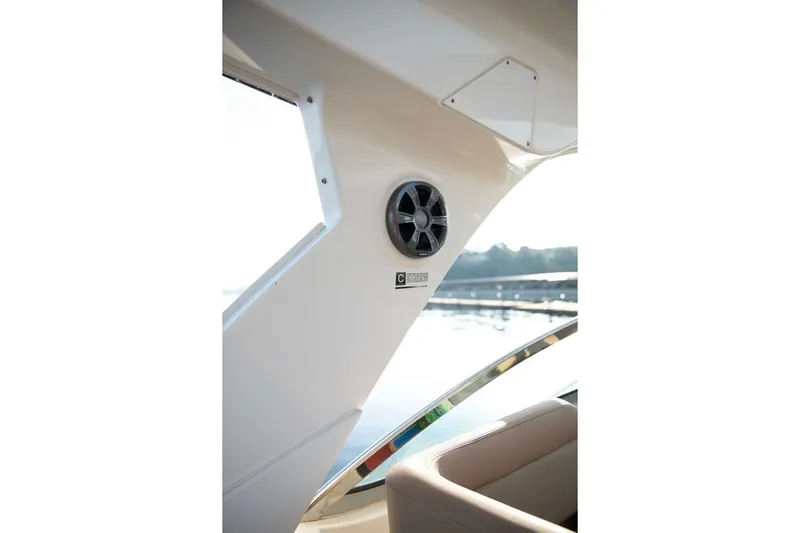  Yacht Photos Pics 2016 Sea Ray 350 Sundancer interior with speaker and window view.
