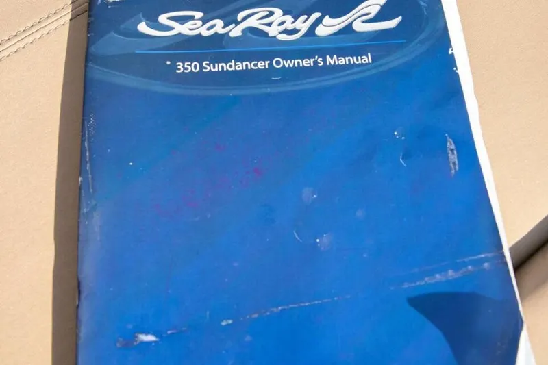  Yacht Photos Pics Sea Ray 350 Sundancer 2016 owner's manual with blue cover.