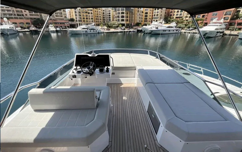  Yacht Photos Pics Luxurious 2021 Pardo Yachts E60 with spacious deck, docked in a serene marina.