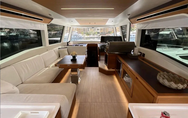  Yacht Photos Pics Luxurious interior of 2021 Pardo Yachts E60 with elegant seating and modern design.