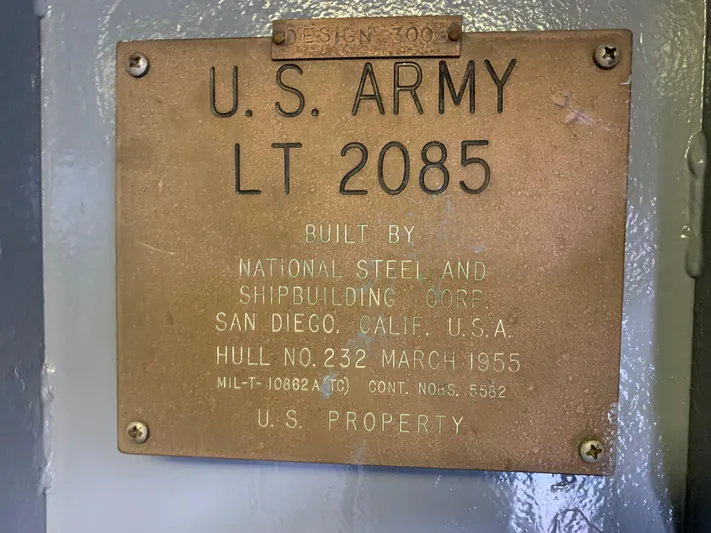  Yacht Photos Pics Plaque of 1955 U.S. Army L-T 100 Steel Army Tug, built in San Diego.