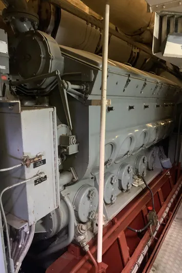  Yacht Photos Pics Engine room of 1955 Tugboat L-T 100 Steel Army Tug, showcasing machinery.