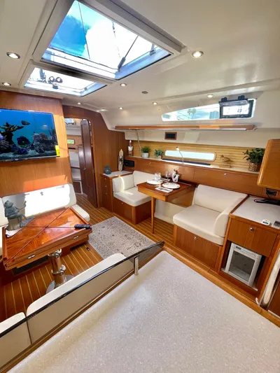  Yacht Photos Pics Luxurious interior of 2017 Catalina 425 yacht with elegant seating and modern amenities.