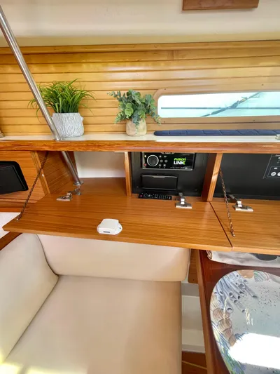  Yacht Photos Pics Interior of 2017 Catalina 425 yacht with wooden cabinetry and modern decor.