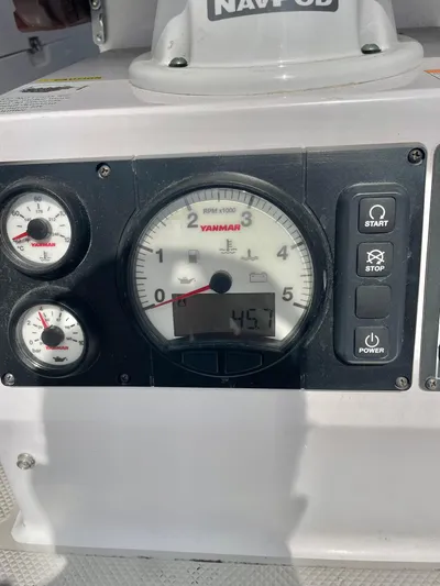  Yacht Photos Pics Control panel of a 2017 Catalina 425 sailboat with Yanmar engine gauges.