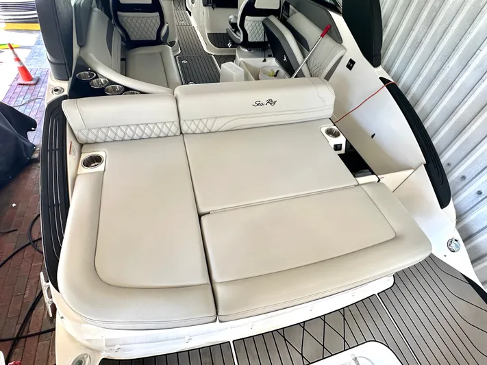  Yacht Photos Pics Interior of 2024 Sea Ray 260 SLX OB with luxurious seating.