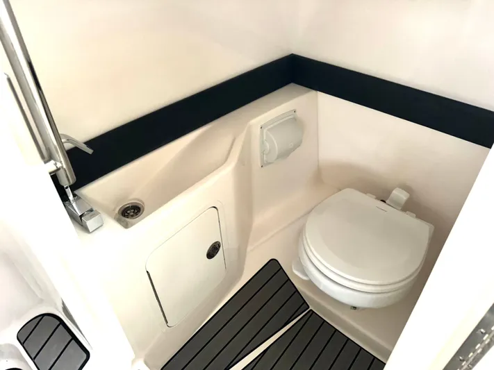  Yacht Photos Pics Interior of 2024 Sea Ray 260 SLX OB with toilet.