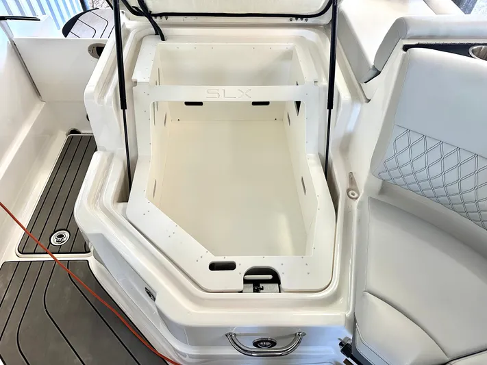  Yacht Photos Pics Interior of 2024 Sea Ray 260 SLX OB with storage compartment.