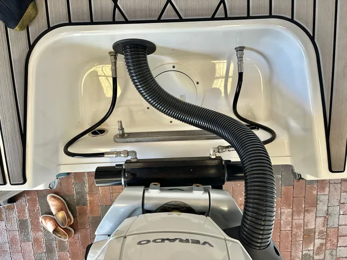  Yacht Photos Pics Engine compartment of 2024 Sea Ray 260 SLX OB with Verado engine.