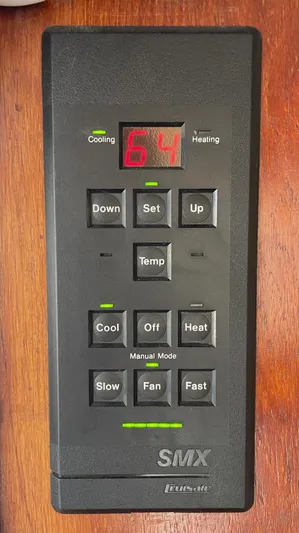 Aqua Ma'am Yacht Photos Pics SMX digital thermostat control panel on 1986 Ocean Yachts 38 Super Sport.
