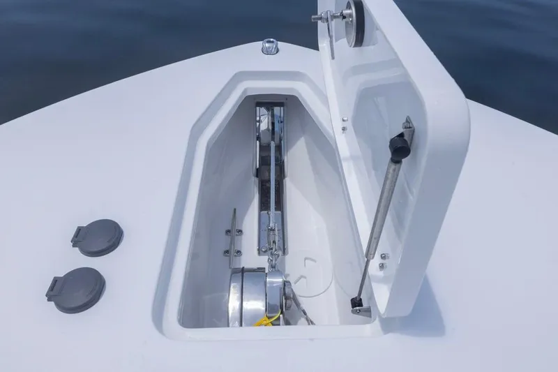  Yacht Photos Pics 2026 Sea Hunt Gamefish 30 Forward Seating anchor locker with open hatch.