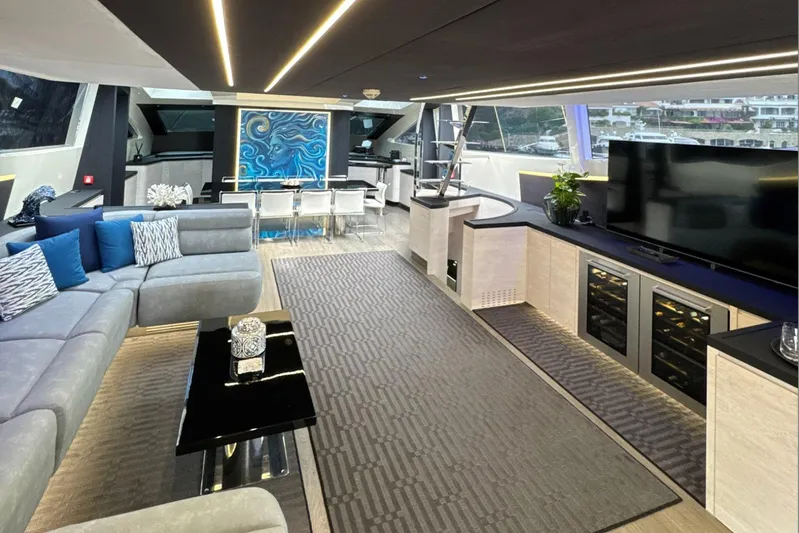 Deea II Yacht Photos Pics Luxurious interior of 2009 Cerri Cantieri Navali 102 yacht with modern decor and amenities.