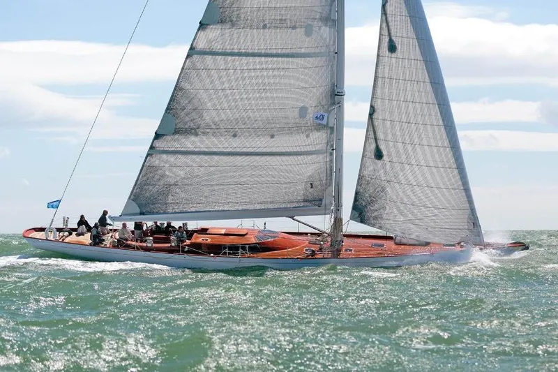 Spirit Of Galatea Yacht Photos Pics Sailing yacht Spirit Yachts R74, 2014 model, gliding on open sea with crew onboard.