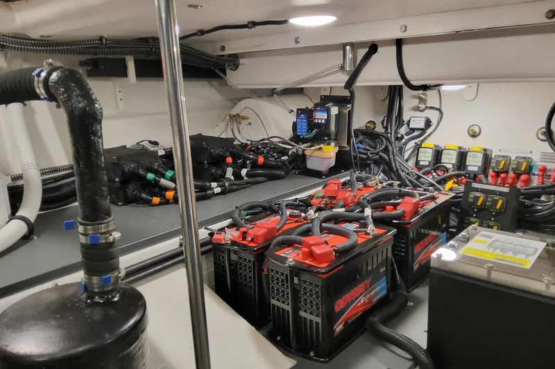  Yacht Photos Pics Engine room of 2026 Formula 400 Super Sport Crossover with batteries and wiring.
