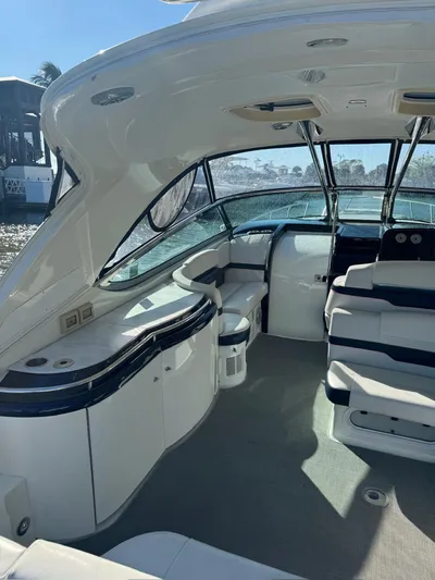 Sonatella Yacht Photos Pics 2017 Formula 400 Super Sport boat interior with sleek seating and modern design.