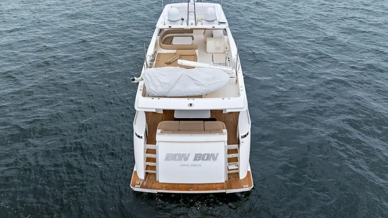 Bon Bon Yacht Photos Pics 2012 Ferretti Yachts 800 on water, rear view, luxury yacht.