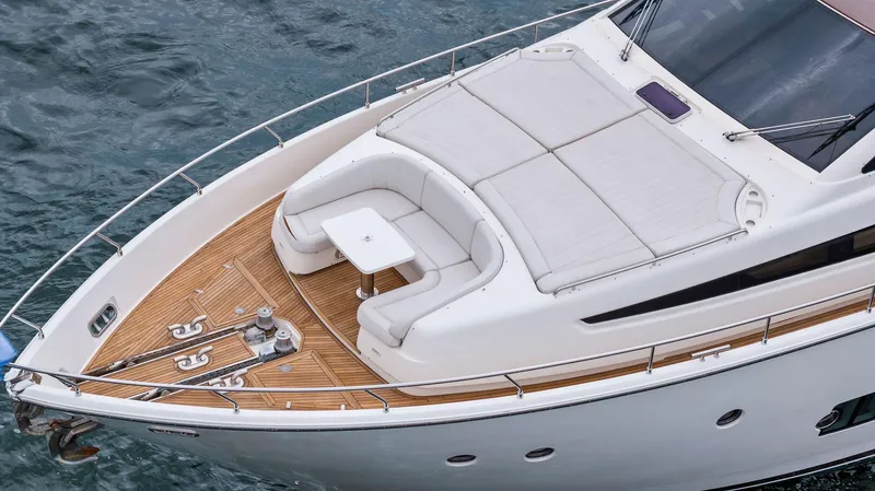 Bon Bon Yacht Photos Pics Ferretti Yachts 800, 2012 model, luxury yacht deck with seating area.