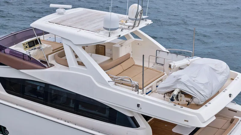 Bon Bon Yacht Photos Pics Luxury Ferretti Yachts 800, 2012 model, featuring spacious deck and seating area.