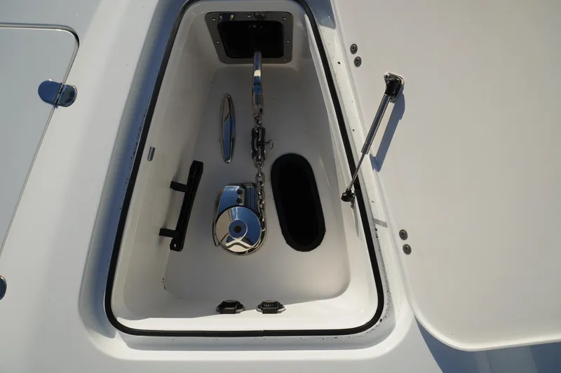  Yacht Photos Pics 2015 MTI 42 XSF boat anchor compartment with chain and winch.