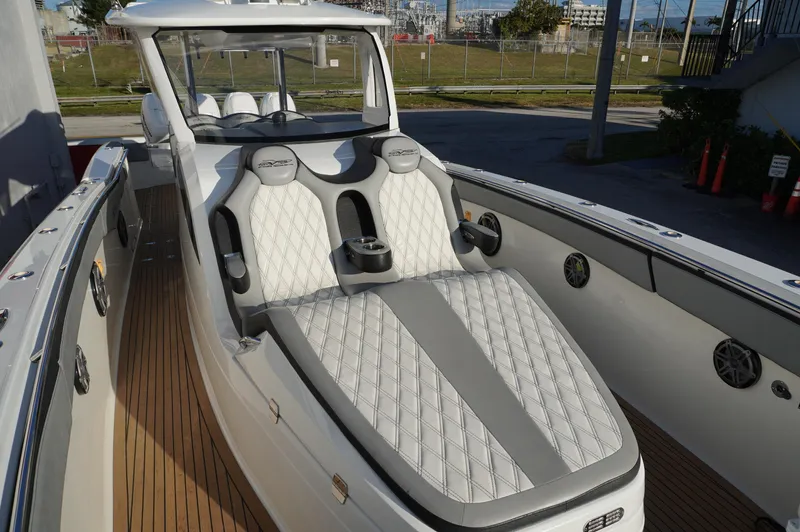  Yacht Photos Pics 2015 MTI 42 XSF boat with luxurious seating and sleek design.