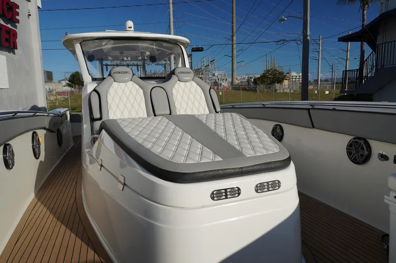  Yacht Photos Pics 2015 MTI 42 XSF boat with luxurious seating and sleek design.