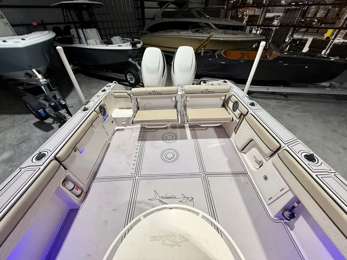  Yacht Photos Pics 2020 Sea Chaser 30 HFC CC boat interior with seating and storage compartments.