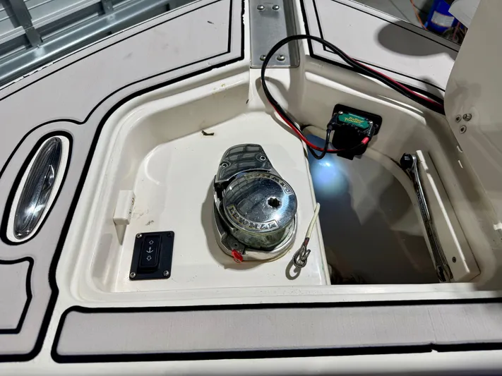  Yacht Photos Pics 2020 Sea Chaser 30 HFC CC boat compartment with winch and wiring.